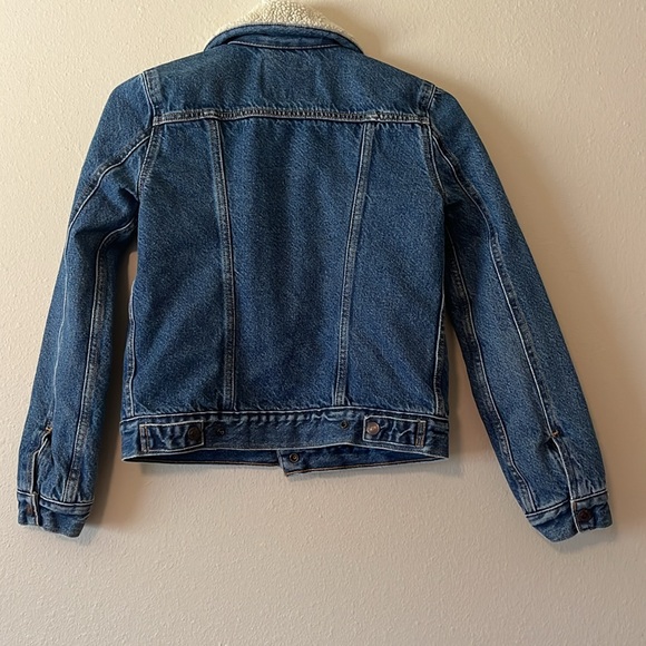 LEVIS Denim Jean Jacket Sherpa Collar Trucker Sz. XS - Picture 7 of 11